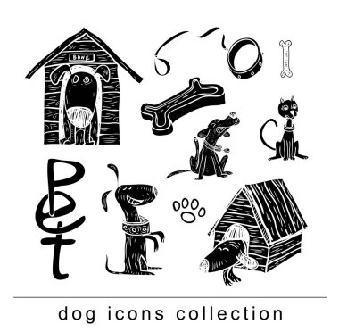 Köpek ırkı toplama simgeleri - vektör illüstrasyon.