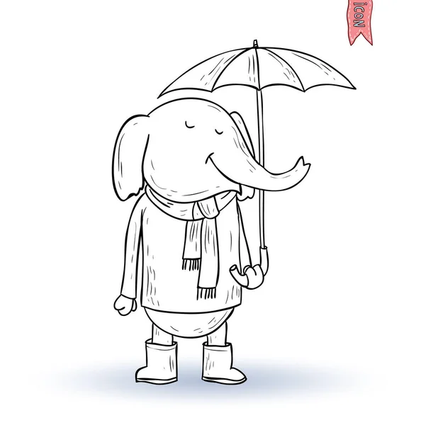 Mascota divertida en la lluvia, ilustración de vectores . — Archivo Imágenes Vectoriales