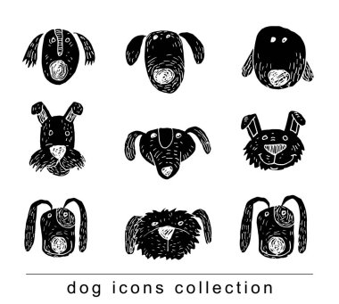 Köpek ırkı toplama simgeleri - vektör illüstrasyon.