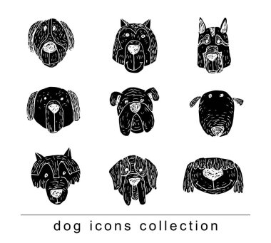 Köpek ırkı toplama simgeleri - vektör illüstrasyon.