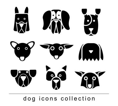 Köpek ırkı toplama simgeleri - vektör illüstrasyon.