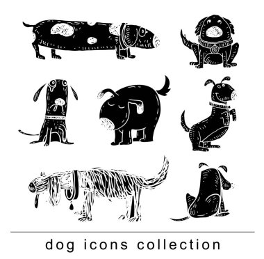Köpek ırkı toplama simgeleri - vektör illüstrasyon.