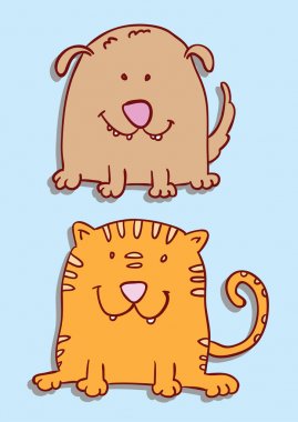 Pet simgeler doodle seti, vektör illüstrasyon. 