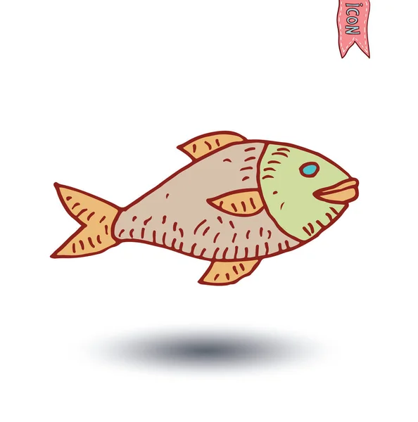 Иконка рыбы, векторная иллюстрация. — стоковый вектор