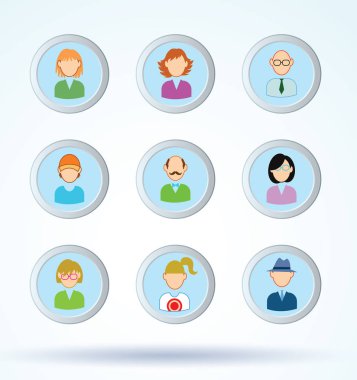 Basit avatar simgeleri seti, vektör.