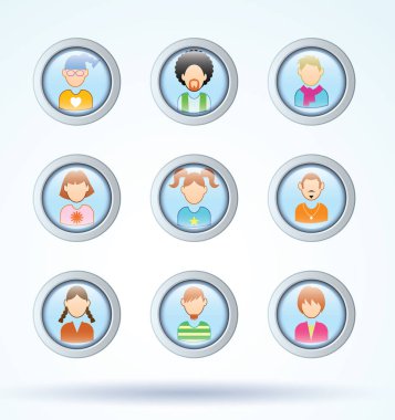 Basit avatar simgeleri seti, vektör.