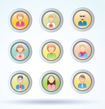 Basit avatar simgeleri seti, vektör.