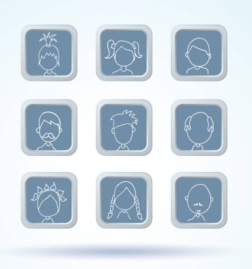 Basit avatar simgeleri seti, vektör.