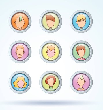 Basit avatar simgeleri seti, vektör.