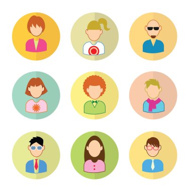 Basit avatar simgeleri seti, vektör.