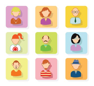 Basit avatar simgeleri seti, vektör.