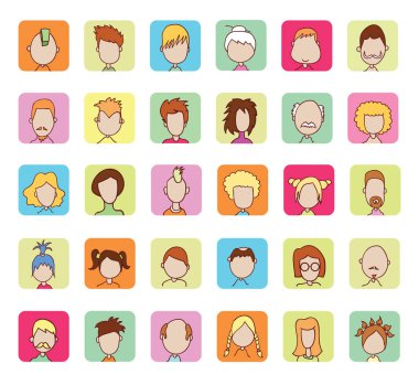 Basit avatar simgeleri seti, vektör.