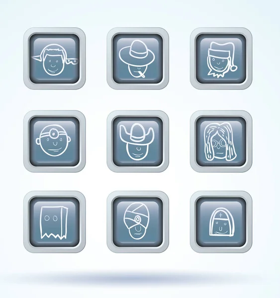 Simple avatar icons set, vector. — Stock Vector