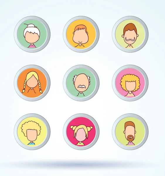 Conjunto de iconos avatar simple, vector . — Archivo Imágenes Vectoriales