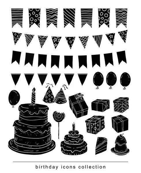 Elementi della festa di compleanno, illustrazione vettoriale . — Vettoriale Stock