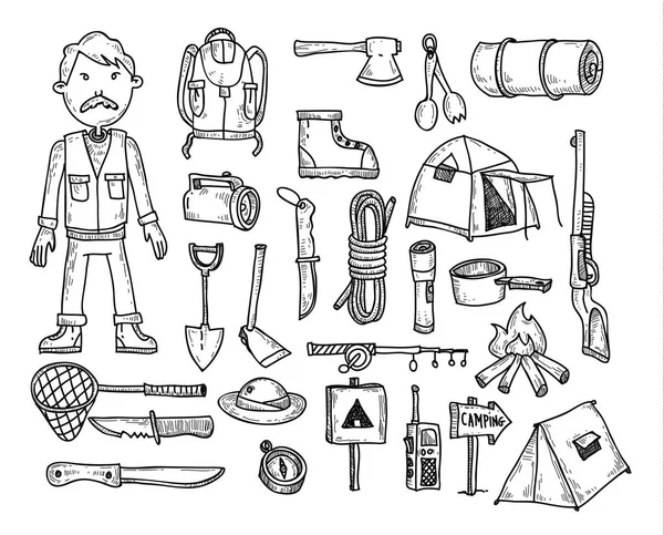 Vector conjunto de iconos de camping — Archivo Imágenes Vectoriales