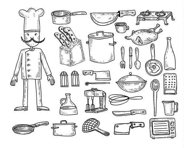 Keuken en kook elementen — Stockvector