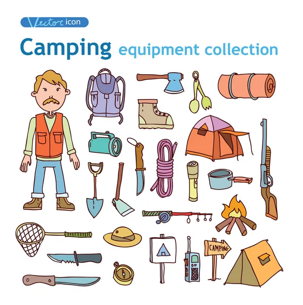 Vector conjunto de iconos de camping — Archivo Imágenes Vectoriales