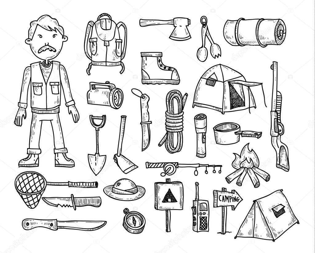 Vector set of camping icons
