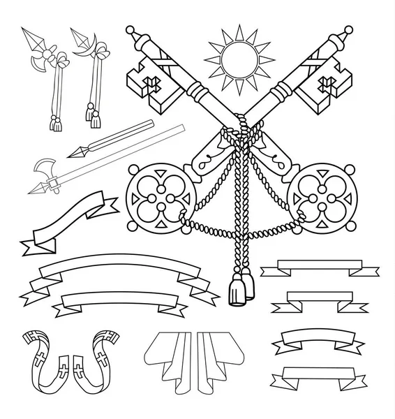 Conjunto de elementos de brasão, ilustração vetorial . —  Vetores de Stock