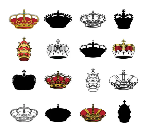Collection couronne, vecteur dessiné à la main . — Image vectorielle
