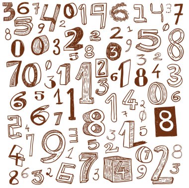 sayılar, elle çizilmiş illüstrasyon.