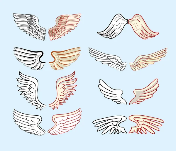 Wings set, vector illustrations. — Stock Vector