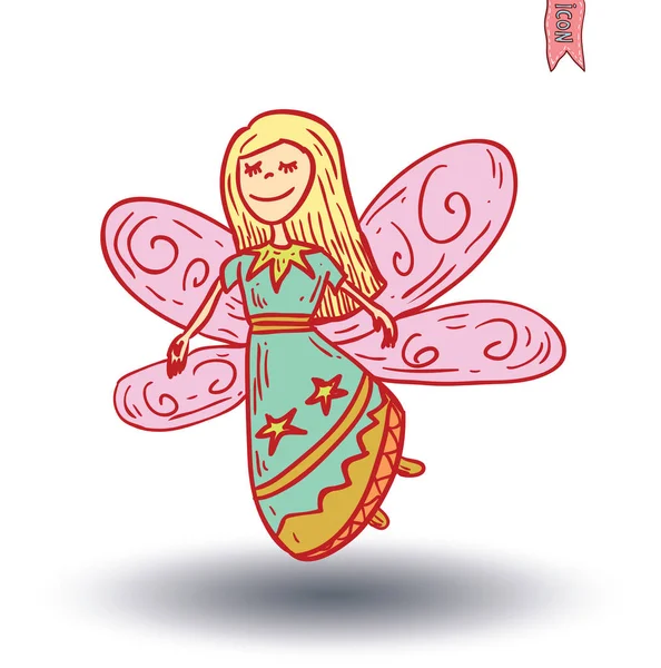 Fairies and angels doodle. vector illustration. — Stock Vector