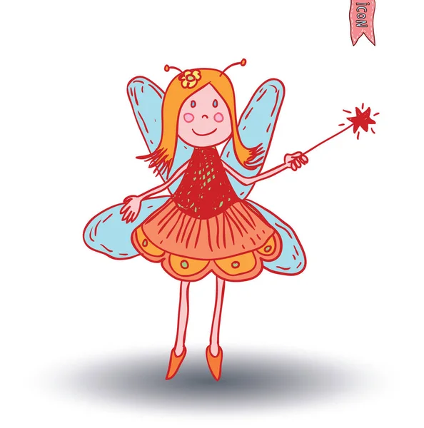Fairies and angels doodle. vector illustration. — Stock Vector