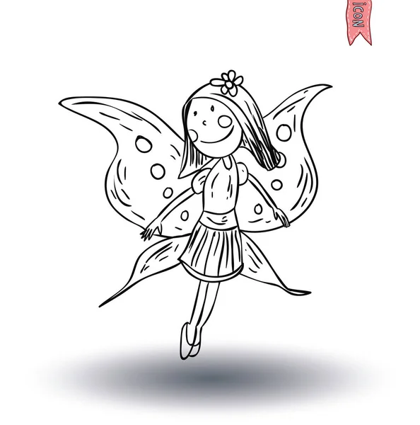 Fairies and angels doodle. vector illustration. — Stock Vector