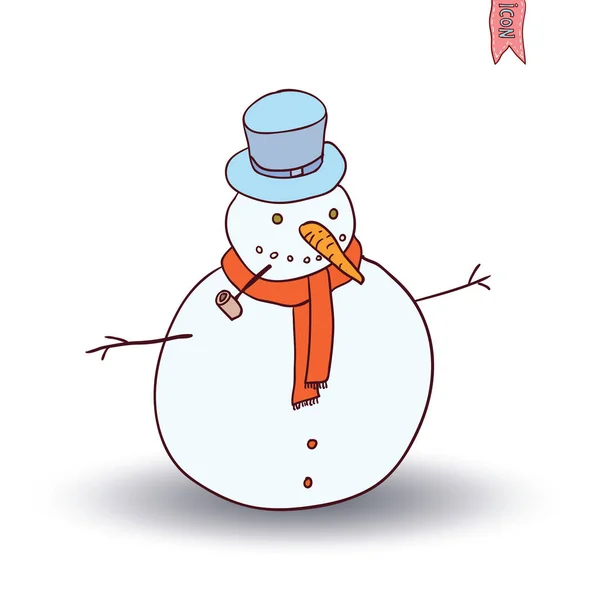 Hombre de nieve. Ilustración vectorial . — Vector de stock