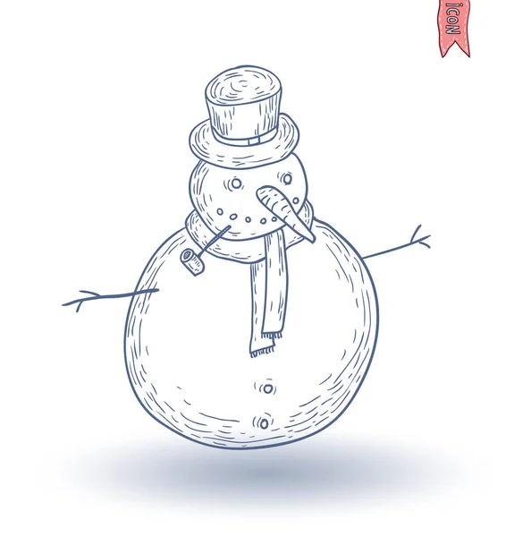 Hombre de nieve. Ilustración vectorial . — Vector de stock