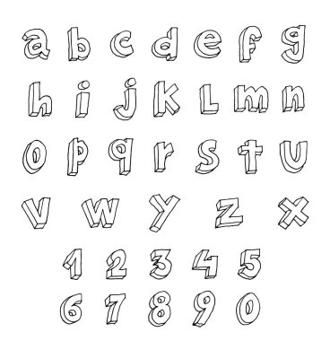 elle çizilmiş alfabe. vektör