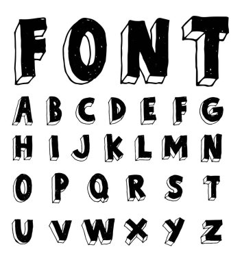 elle çizilmiş alfabe. vektör