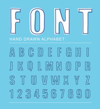 elle çizilmiş alfabe. vektör