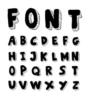 elle çizilmiş alfabe. vektör