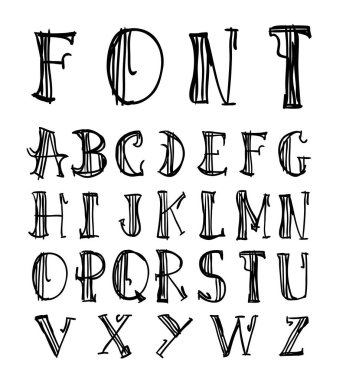 elle çizilmiş alfabe. vektör