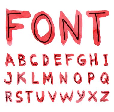 Suluboya El çizilmiş alfabe. Vektör