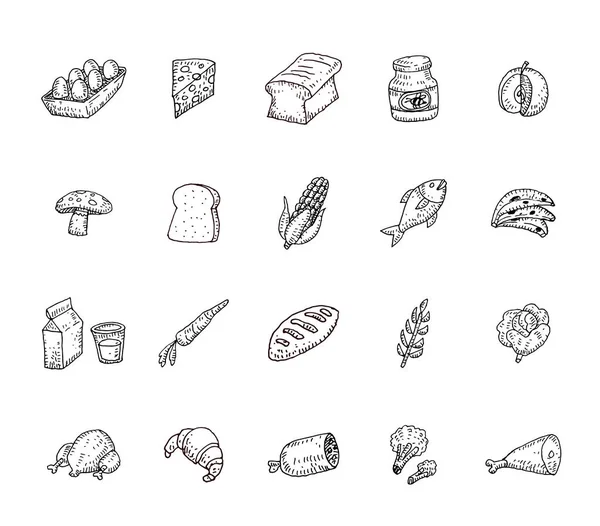 Obst und Gemüse Icon Set. Vektorillustration. — Stockvektor