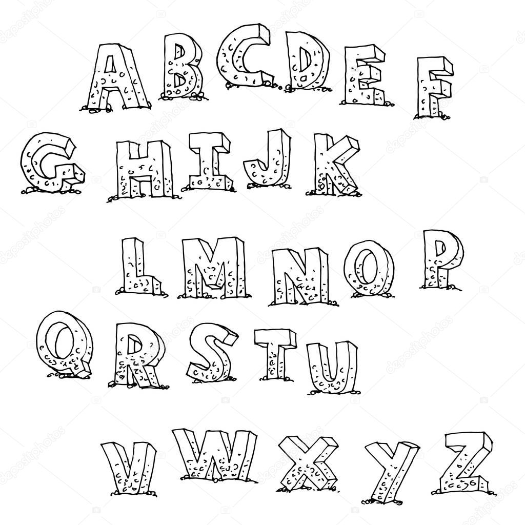 Hand drawn alphabet. vector