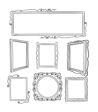 Resim çerçevelerini ayarlama, elle çizilmiş vektör çizimi.