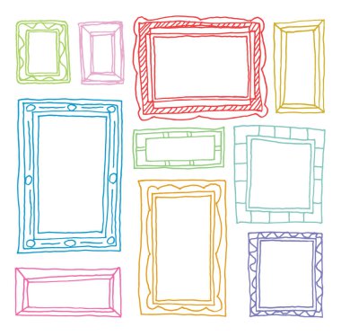 Resim çerçevelerini ayarlama, elle çizilmiş vektör çizimi.