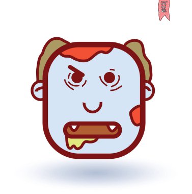 Zombi çizgi film karakter seti, vektör illüstrasyonu.