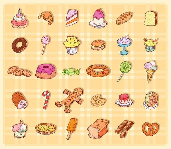 Sweets icons set, vector illustration. — Stock Vector