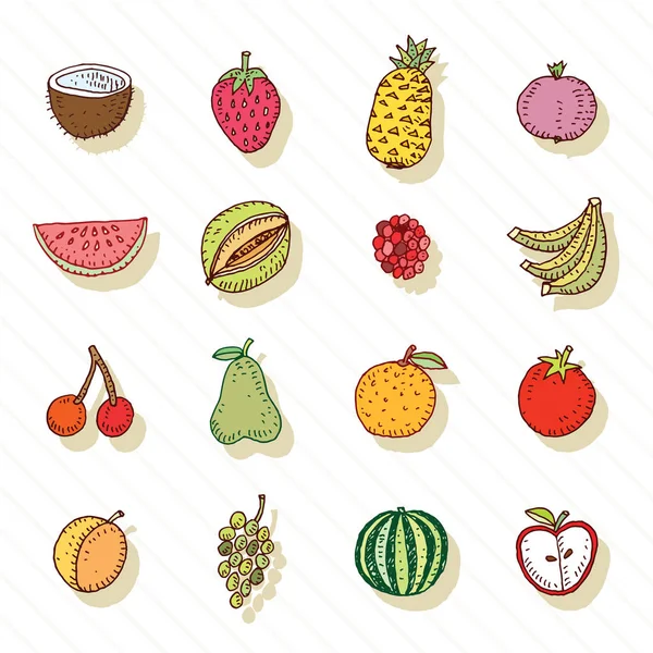 Obst und Gemüse Icon Set. Vektorillustration. — Stockvektor