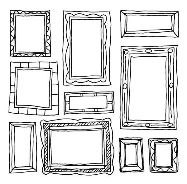 Set picture frames, hand drawn vector illustration. — Stock Vector