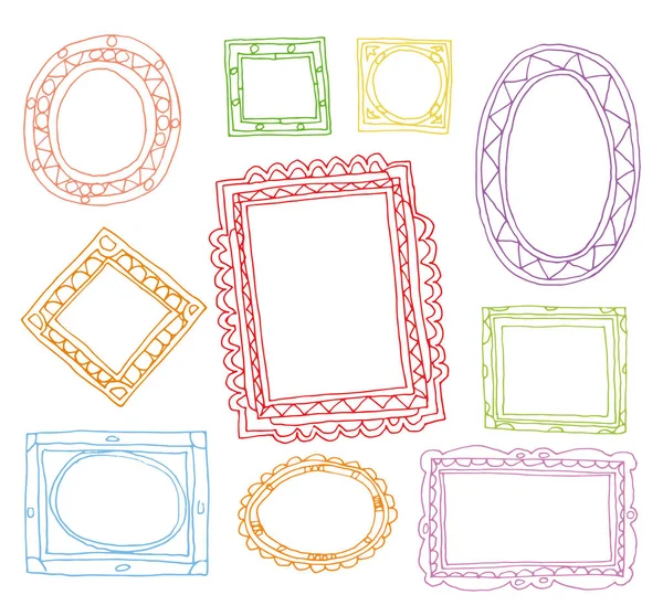 Set picture frames, hand drawn vector illustration. — Stock Vector
