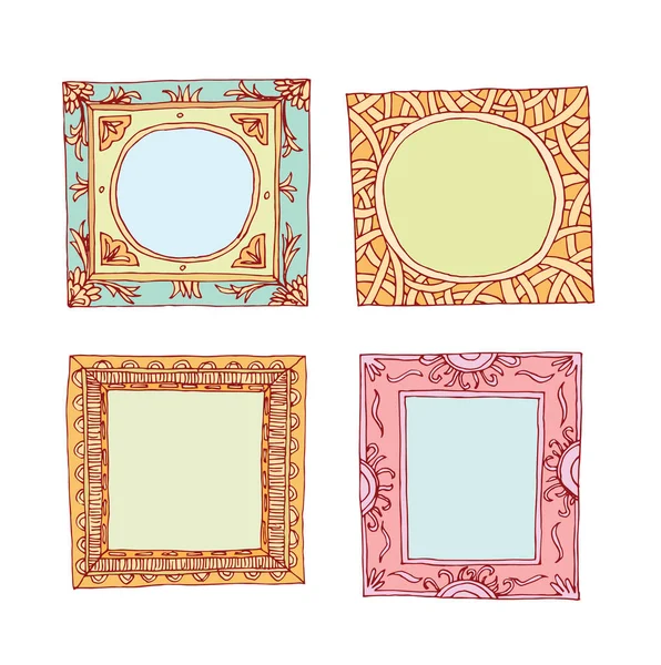 Set picture frames, hand drawn vector illustration. — Stock Vector