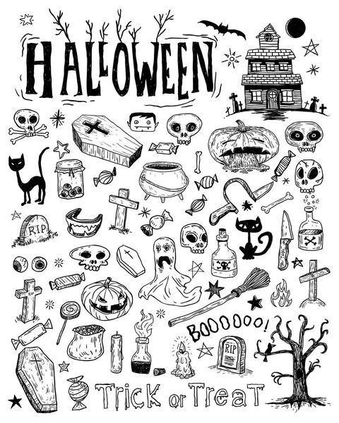 Elementos garabatos de Halloween. ilustración vectorial — Vector de stock