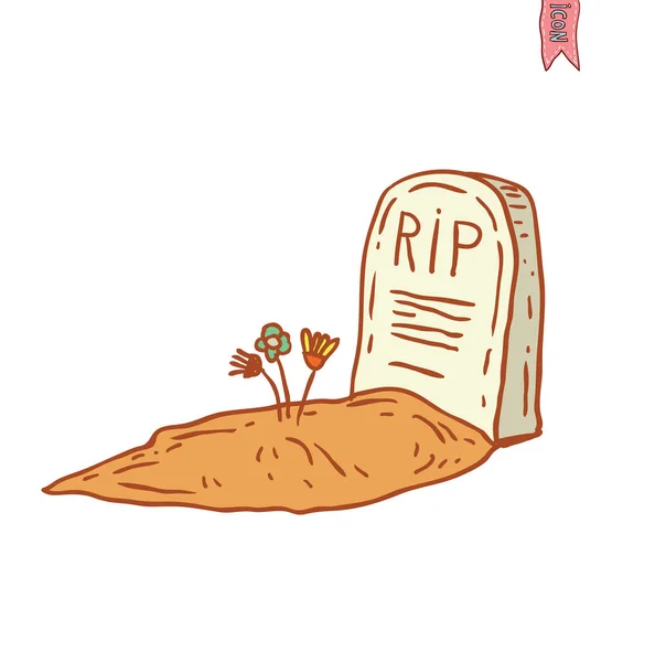 Ícone do Dia das Bruxas Tombstone. ilustração vetorial . — Vetor de Stock